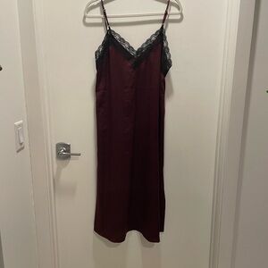 Show Me Your Mumu Elegant Burgundy Lace-Trimmed Slip Dress